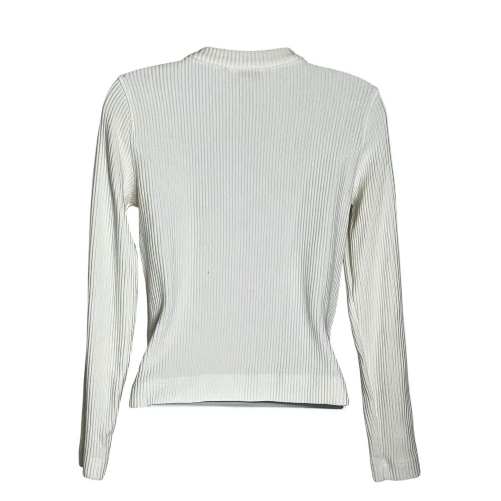 Club Monaco Henley Ottoman Top Size S Long Sleeve Crew Neck Ecru Coastal Soft - Picture 5 of 12